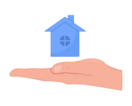 Best realty purchase offer semi flat color vector hand gesture. Editable pose. human body part on white. Realtor service cartoon style illustration for web graphic design, animation, sticker packのイラスト素材