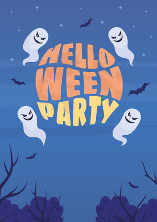 Halloween party flat vector banner template. scary costume holiday. Invitation poster, leaflet printable color designs. Editable flyer page with text space. Sigmar One Regular font usedのイラスト素材