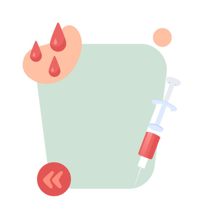 Blood test importance quote textbox with flat objects. health checkup. medical examination. Speech bubble with editable cartoon illustration. Creative quotation isolated on white backgroundのイラスト素材
