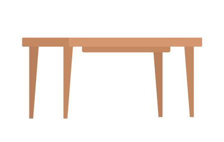 Wooden table semi flat color vector object. kitchen furniture. editable element. Full sized item on white. Furnishing simple cartoon style illustration for web graphic design and animationのイラスト素材