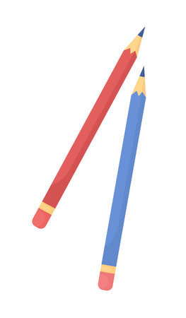 Graphite pencils semi flat color vector object. supplies for drawing. editable element. Full sized item on white. Stationery simple cartoon style illustration for web graphic design and animationのイラスト素材