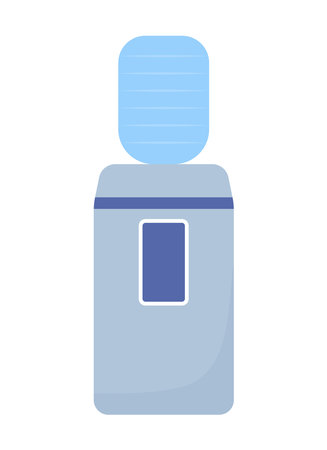 Water dispenser semi flat color vector object. office interior. editable element. Full sized item on white. Hydration simple cartoon style illustration for web graphic design and animationのイラスト素材