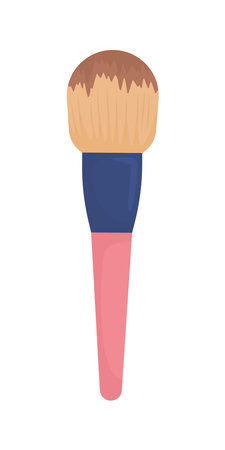 Cosmetic brush with short handle semi flat color vector object. makeup tool. editable element. Full sized item on white. Simple cartoon style illustration for web graphic design and animationのイラスト素材