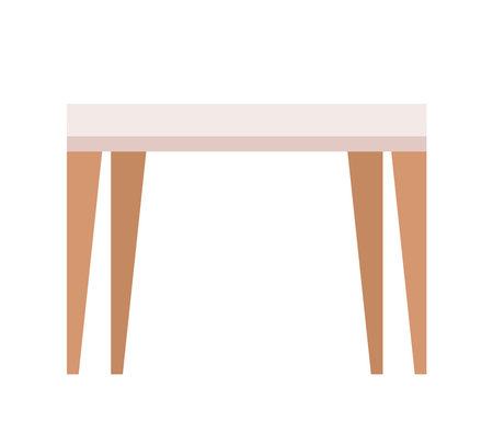 Table semi flat color vector object. Desk for kitchen and office. editable element. Full sized item on white. Interior element simple cartoon style illustration for web graphic design and animationのイラスト素材