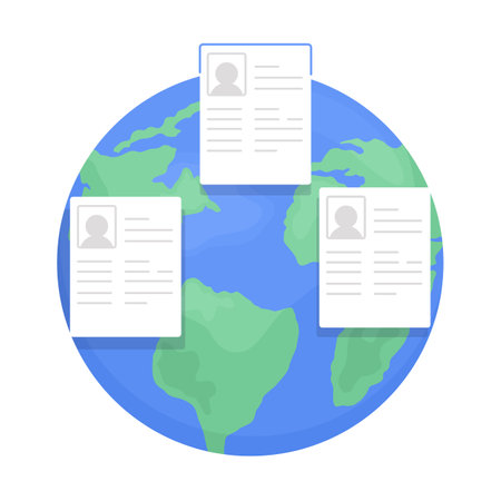 Global outsourcing semi flat color vector element. Overseas job positions. Editable concept. Full sized object on white. Simple cartoon style illustration for web graphic design and animationのイラスト素材