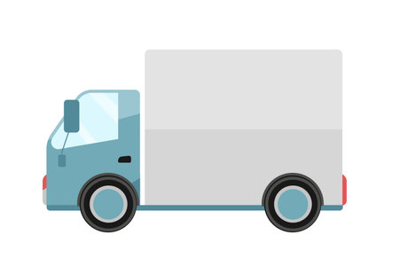 Cargo van for delivery semi flat color vector object. shipping courier vehicle. editable item. Full sized element on white. Simple cartoon style illustration for web graphic design and animationのイラスト素材