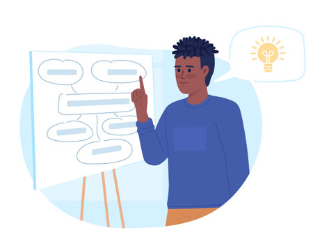 Strategic planning process flat concept vector spot illustration. Editable 2D cartoon character on white for web design. Following plan and making decisions creative idea for website, mobile, magazineのイラスト素材