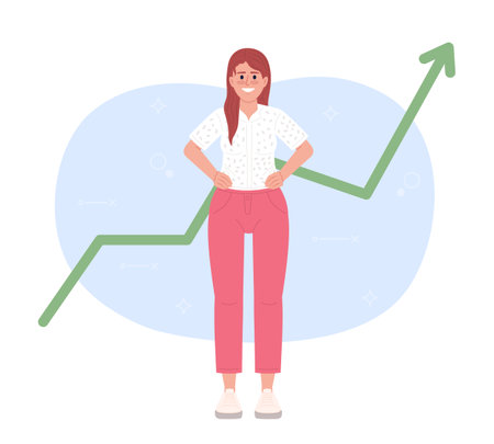 Successful investment flat concept vector spot illustration. Editable 2D cartoon character on white for web design. Making money in stocks fast creative idea for website, mobile, magazineのイラスト素材