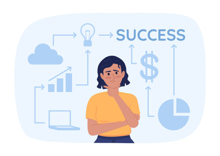 Writing successful business plan flat concept vector spot illustration. Editable 2D cartoon character on white for web design. Building startup structure creative idea for website, mobile, magazineのイラスト素材