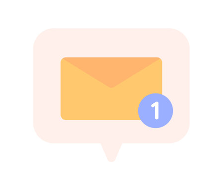 Notification bubble about new email semi flat color vector icon. Chat message alert. Editable full sized element on white. Simple cartoon style spot illustration for web graphic design and animationのイラスト素材