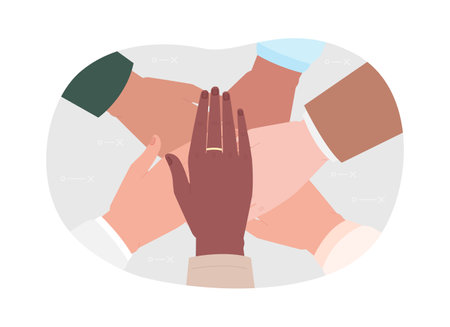 Productive team building activity flat concept vector spot illustration. leadership. Editable 2D cartoon characters on white for web design. Holding hands creative idea for website, mobile appのイラスト素材