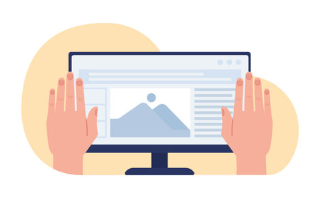 Responsive website design for computer device flat concept vector spot illustration. Editable 2D cartoon character on white for web design. Cross platform creative idea for mobile, applicationのイラスト素材