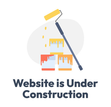 Website under reconstruction vector empty state illustration. Editable 404 not found page for UX, UI design. Flat objects on cartoon background. Colorful error flash message. Outfit Bold font usedのイラスト素材