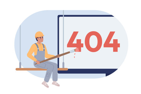 Site under maintenance vector empty state illustration. Editable 404 not found page for UX, UI...