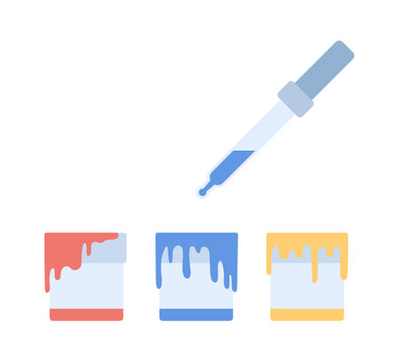 Choosing paint bucket with pipette semi flat color vector objects. pick tool. Editable icon. Full sized elements on white. Simple cartoon style spot illustration for web graphic design and animationのイラスト素材