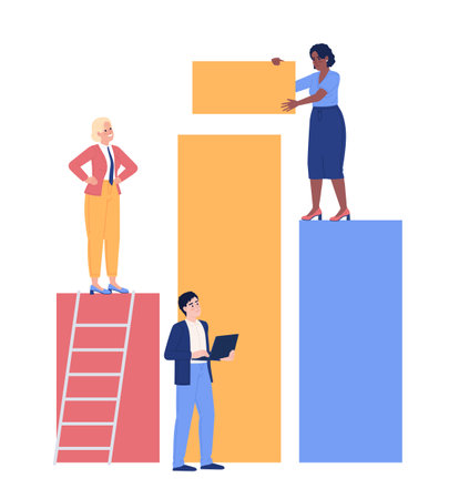 Working with team presentation flat concept vector spot illustration. teamwork. Editable 2D cartoon characters on white for web design. Synergy in workplace creative idea for website, mobile appのイラスト素材