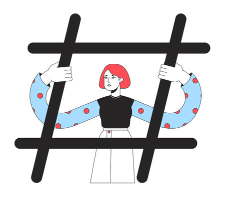 Getting hashtaged on social media line concept vector spot illustration. Editable 2D flat color cartoon character on white for web design. Trend creative linear idea for website, mobile, blogのイラスト素材