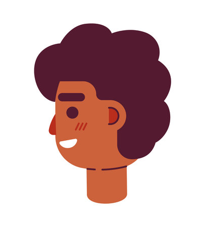 Guy looking back with happy smirk semi flat vector character head. Colorful avatar icon. Editable cartoon user portrait. Simple color spot illustration for web graphic design and animationのイラスト素材