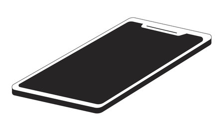 Smartphone with turn off display monochrome flat vector object. Editable black and white icon. Full sized element. Simple thin line art spot illustration for web graphic design and animationのイラスト素材