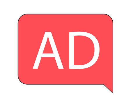 Ad speech bubble linear flat color vector icon. advertising marketing. Editable line element on white. Simple lineart spot illustration for web graphic design and animation. Myriad Pro font usedのイラスト素材