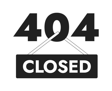 Temporary closed for maintenance vector bw empty state illustration. Editable 404 not found page for...