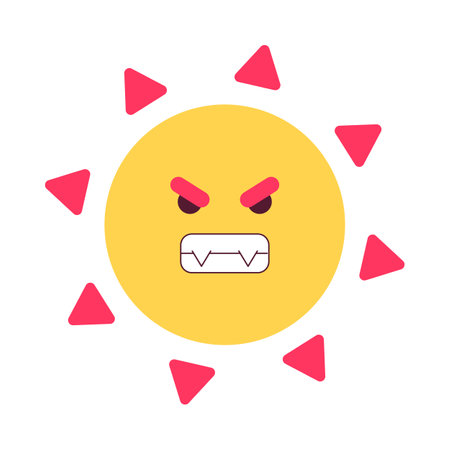 Dangerous summer sun semi flat colorful vector character. Excessive ultraviolet exposure. Editable full sized icon on white. Simple cartoon spot illustration for web graphic design and animationのイラスト素材