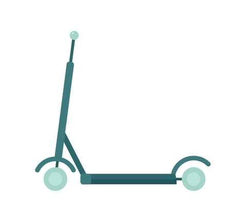 Electric scooter for adults, kids semi flat color vector object. Folding escooter for riding. Editable cartoon style icon on white. Simple spot illustration for web graphic design and animationのイラスト素材