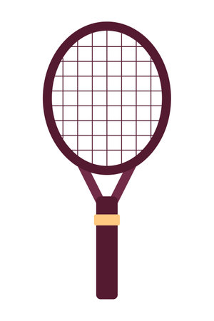 Tennis racquet semi flat color vector object. wooden sports equipment. Tennis racket. Summer sport. Editable cartoon clip art icon on white background. Simple spot illustration for web graphic designのイラスト素材