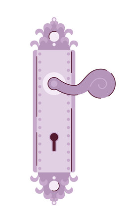 Vintage door handle semi flat color vector object. Antique door knob. Trying to open door. Editable cartoon clip art icon on white background. Simple spot illustration for web graphic designのイラスト素材