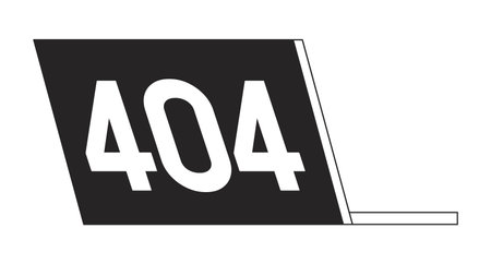 Open laptop with 404 on back flat monochrome isolated vector object. Not found error. Disconnect....