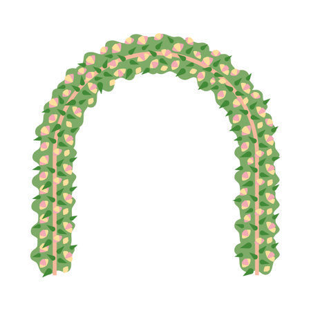 Flowers arch semi flat color vector object. wedding altar decor. arched branch. circular frame. Editable cartoon clip art icon on white background. Simple spot illustration for web graphic designのイラスト素材