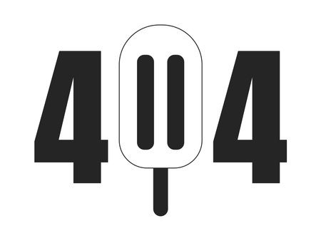 Ice cream dessert black white error 404 flash message. Summer frozen snack. summertime. Monochrome...