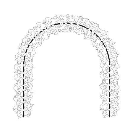 Flowers arch monochrome flat vector object. wedding altar decor. arched branch. circle frame. Editable black and white thin line icon. Simple cartoon clip art spot illustration for web graphic designのイラスト素材