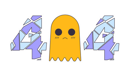 Cute small ghost error 404 flash message. Crystal shattering 404. Ice crack numbers. Empty state ui...