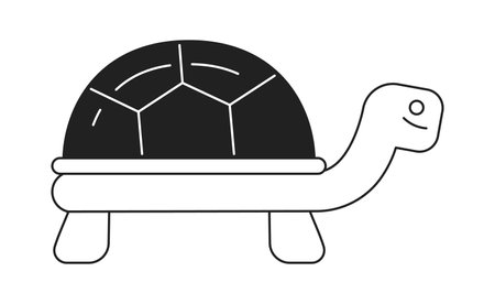 Cute old turtle moving slowly monochrome flat vector object. Editable cartoon clip art icon on white background. Simple spot illustration for web graphic designのイラスト素材