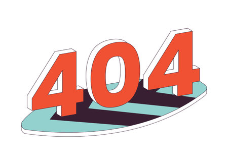 Retro surfboard error 404 flash message. Old fashioned summer recreation. watersports. Empty state...