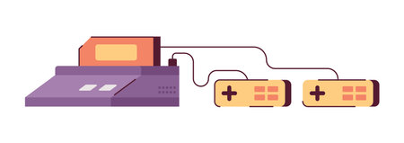 Vintage gamepad with joysticks semi flat color vector object. Device for playing video games....