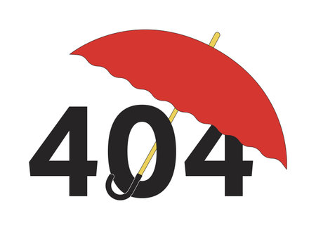 Opened portable umbrella error 404 flash message. Empty state ui design. Page not found popup...