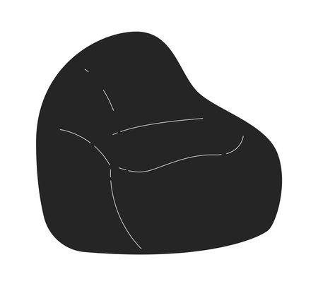 Bean bag chair flat monochrome isolated vector object. Soft seat for chilling. Editable black and white line art drawing. Simple outline spot illustration for web graphic designのイラスト素材