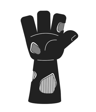 Zombie hand up monochrome flat vector object. Zombie arm for Halloween party. monster hand. Editable black and white thin line icon. Simple cartoon clip art spot illustration for web graphic designのイラスト素材