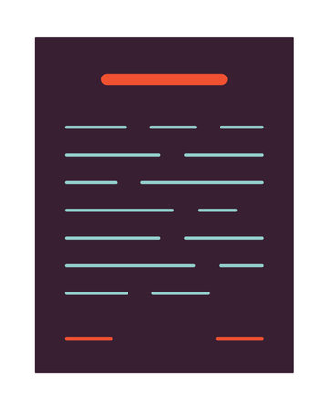 Document flat line color isolated vector object. paper with text. Editable clip art image on white background. Simple outline cartoon spot illustration for web designのイラスト素材