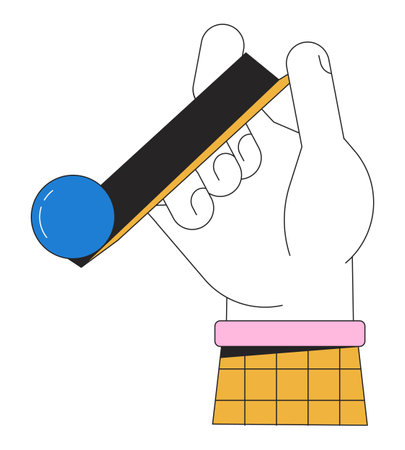 Hand holding gutter with sphere flat line color isolated conceptual clipart. Surreal imagination. Editable vector object on white background. Simple outline cartoon spot illustration for web designのイラスト素材