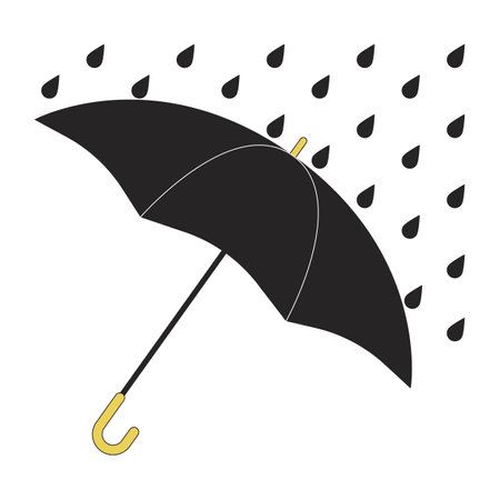 Opened umbrella cover from rain flat line color isolated vector object. protection. bad weather. Editable clip art image on white background. Simple outline cartoon spot illustration for web designのイラスト素材