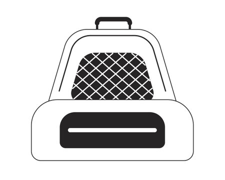 School backpack flat monochrome isolated vector object. Small backpack bag. student bag. Editable black and white line art drawing. Simple outline spot illustration for web graphic designのイラスト素材