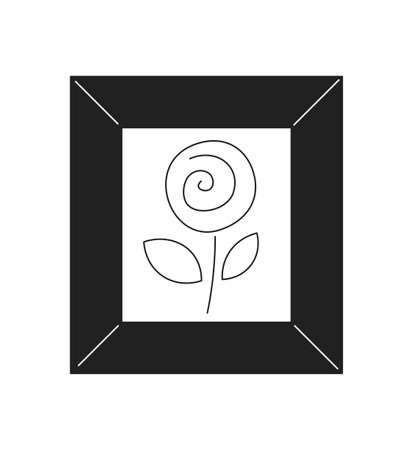 Abstract artwork in frame monochrome flat vector object. Editable black and white thin line icon. Simple cartoon clip art spot illustration for web graphic designのイラスト素材