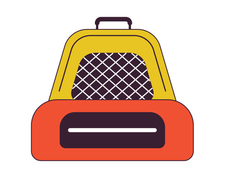 School backpack flat line color isolated vector object. Small backpack bag. student bag. Editable clip art image on white background. Simple outline cartoon spot illustration for web designのイラスト素材