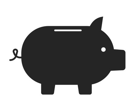 Piggy bank flat monochrome isolated vector object. money box. Editable black and white line art drawing. Simple outline spot illustration for web graphic designのイラスト素材