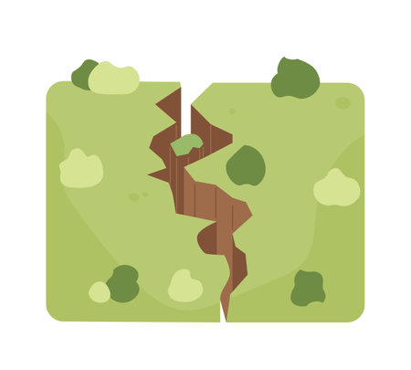 Earth split semi flat color vector object. Earthquake. natural disaster. Editable cartoon clip art icon on white background. Simple spot illustration for web graphic designのイラスト素材