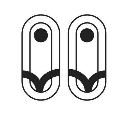 Barefoot sandals pair monochrome flat vector object. Stylish summer shoes. Editable black and white thin line icon. Simple cartoon clip art spot illustration for web graphic designのイラスト素材