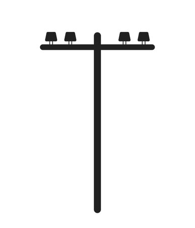 Single utility field monochrome flat vector object. Providing electrical power. Editable black and white thin line icon. Simple cartoon clip art spot illustration for web graphic designのイラスト素材